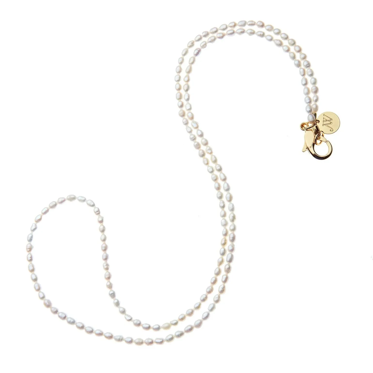 Double Wrap Rice Pearl Necklace White