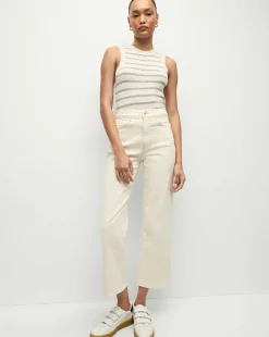 Dylan Ankle High Rise Straight Ecru
