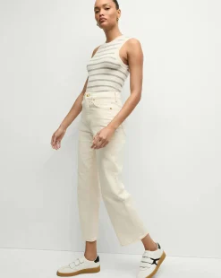 Dylan Ankle High Rise Straight Ecru