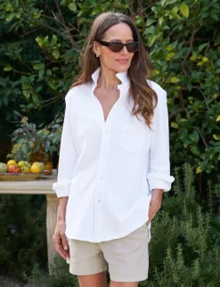 Eileen Relaxed Fleece Button Up Shirt White