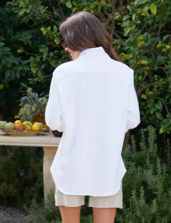 Eileen Relaxed Fleece Button Up Shirt White