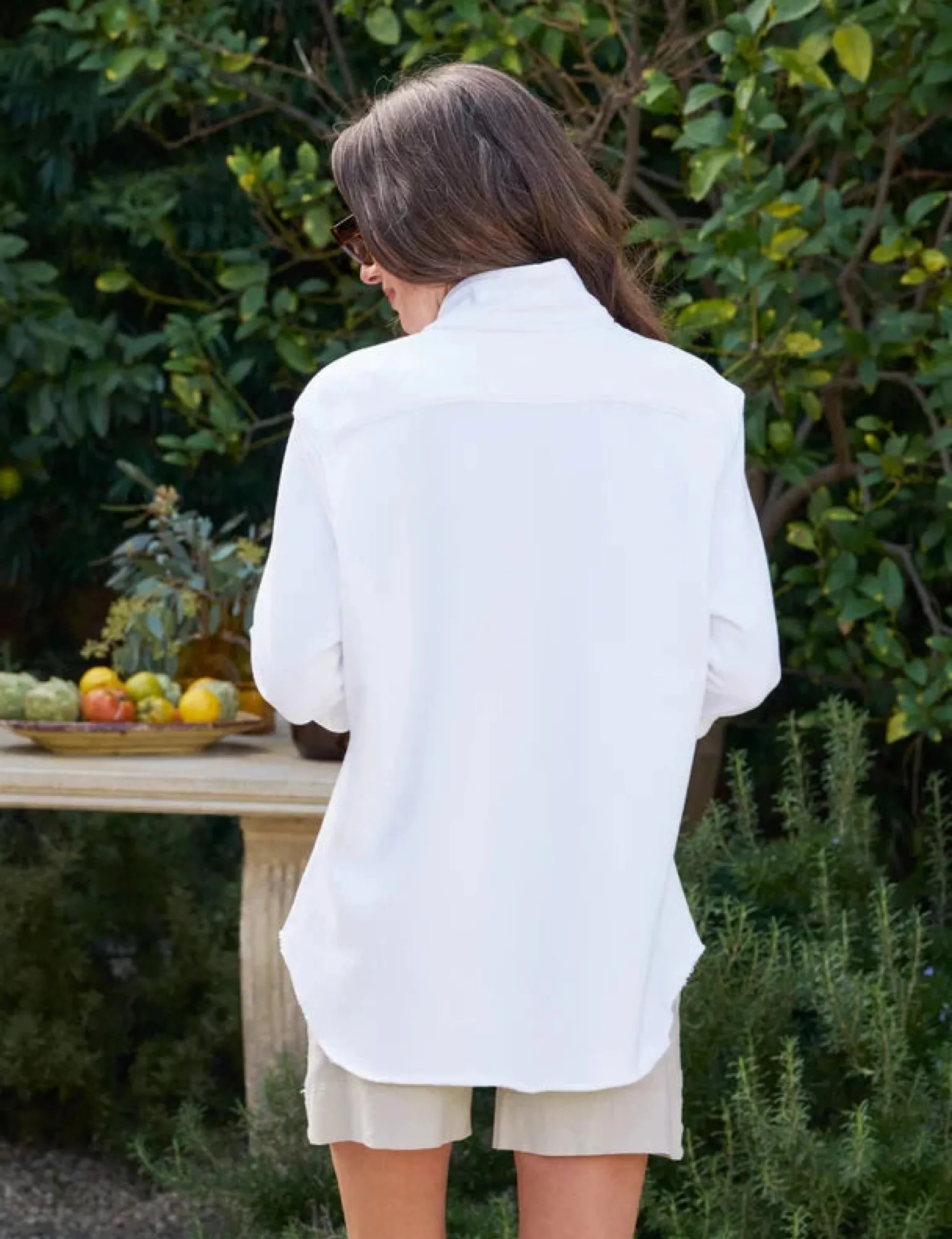 Eileen Relaxed Fleece Button Up Shirt White