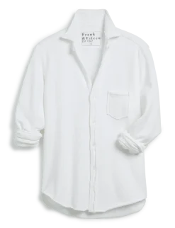 Eileen Relaxed Fleece Button Up Shirt White