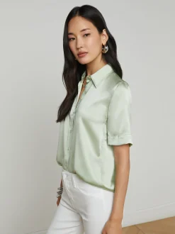 Ellah Short Sleeve Blouse Laurel Green