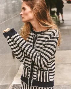 Ezra Cardigan Midnight Blue Stripe