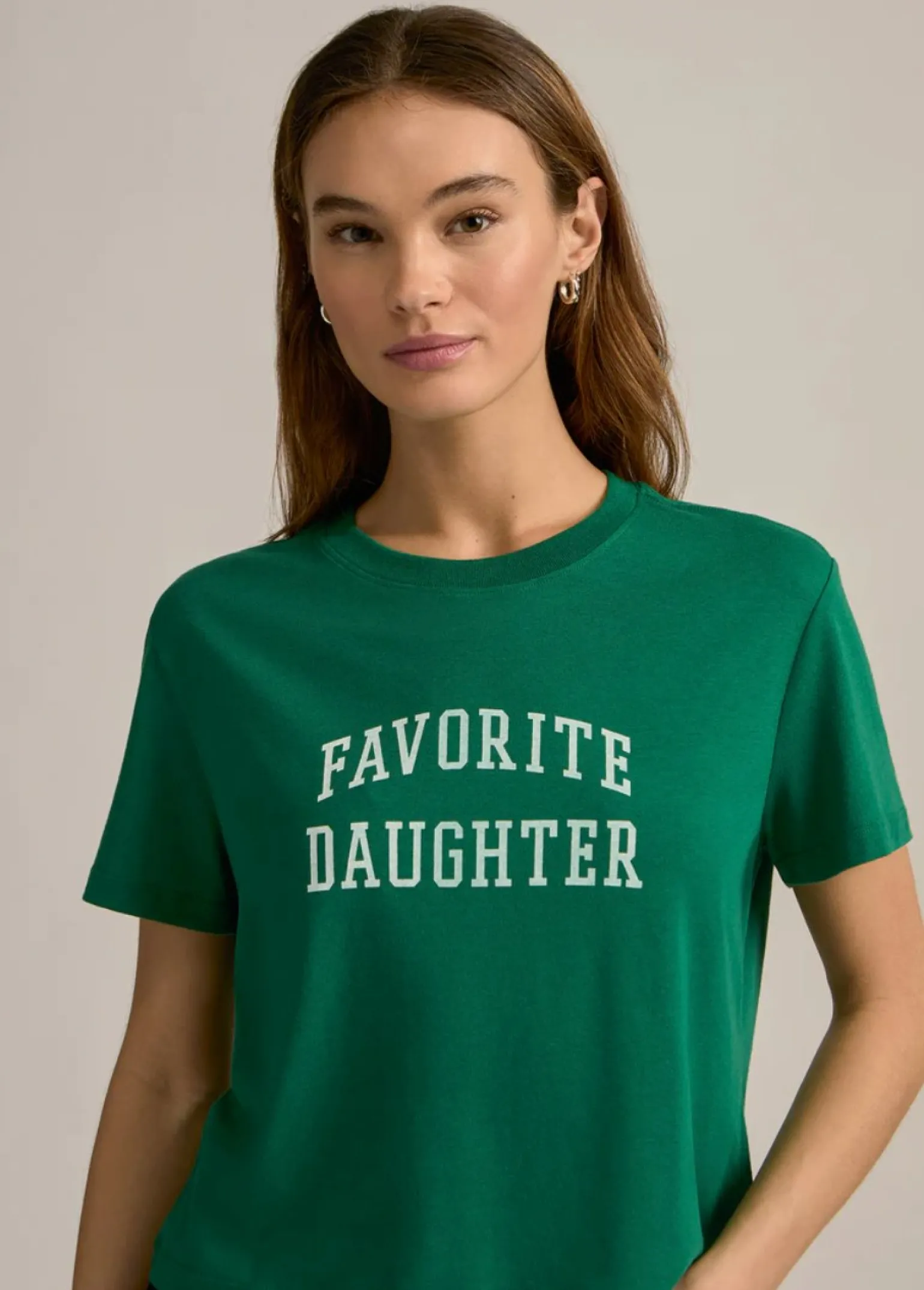 Favorite Daughter Cropped Collegiate Tee Emerald/White