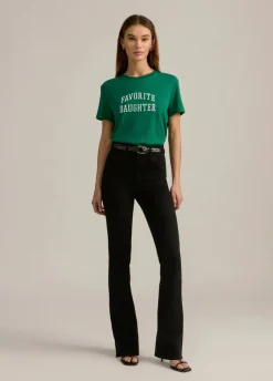 Favorite Daughter Cropped Collegiate Tee Emerald/White