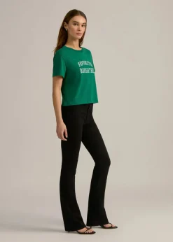 Favorite Daughter Cropped Collegiate Tee Emerald/White