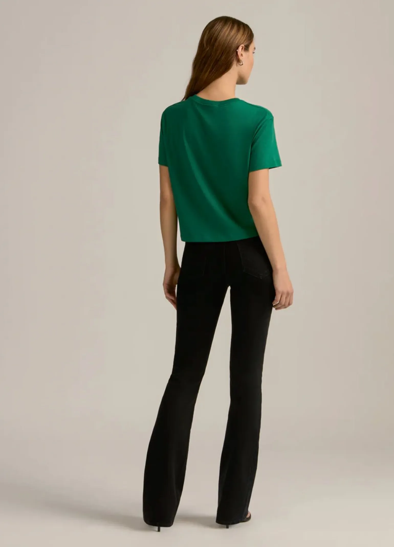 Favorite Daughter Cropped Collegiate Tee Emerald/White