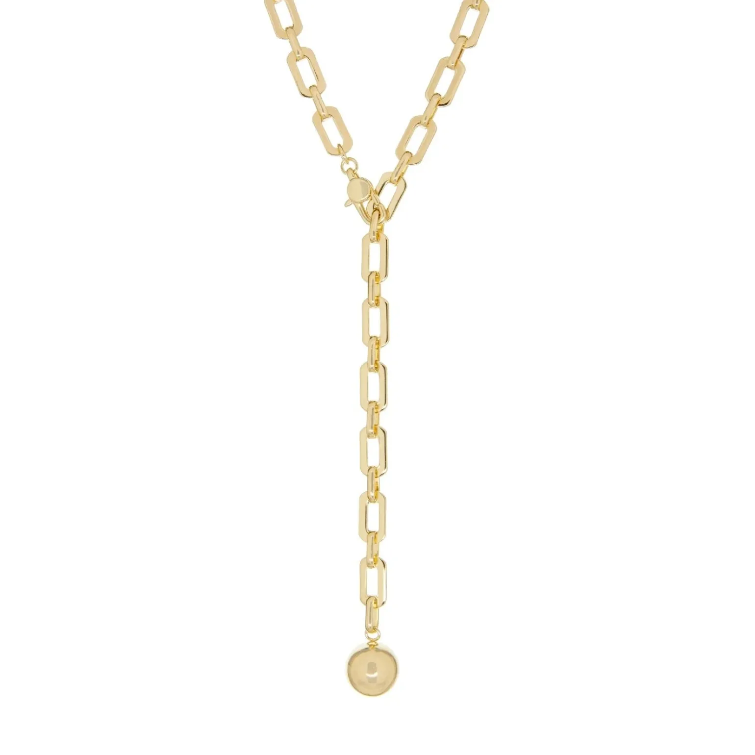 Gold Ball Drop Adjustable Lariat Necklace