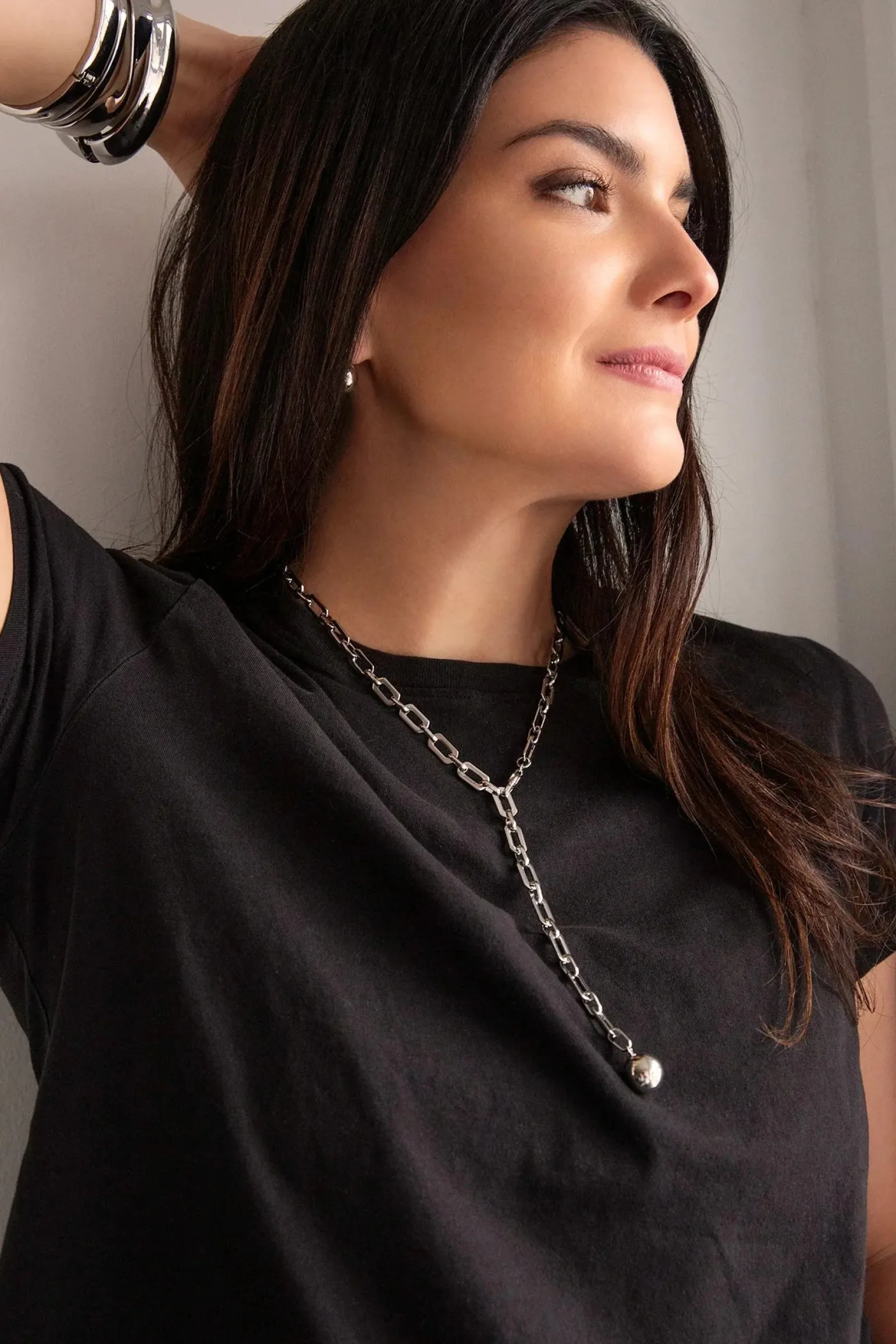 Gold Ball Drop Adjustable Lariat Necklace