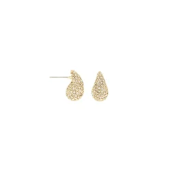 Gold Pave Elongated Dome Earring