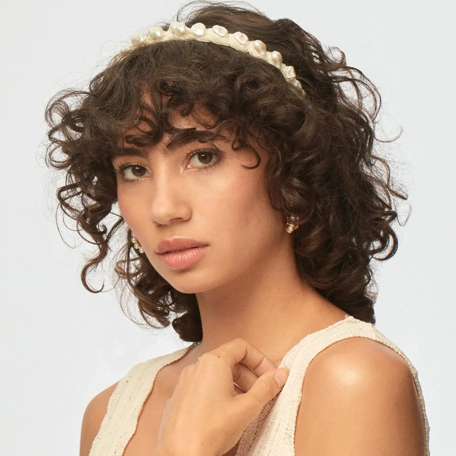 Graduated Baroque Pearl Headband Ivory