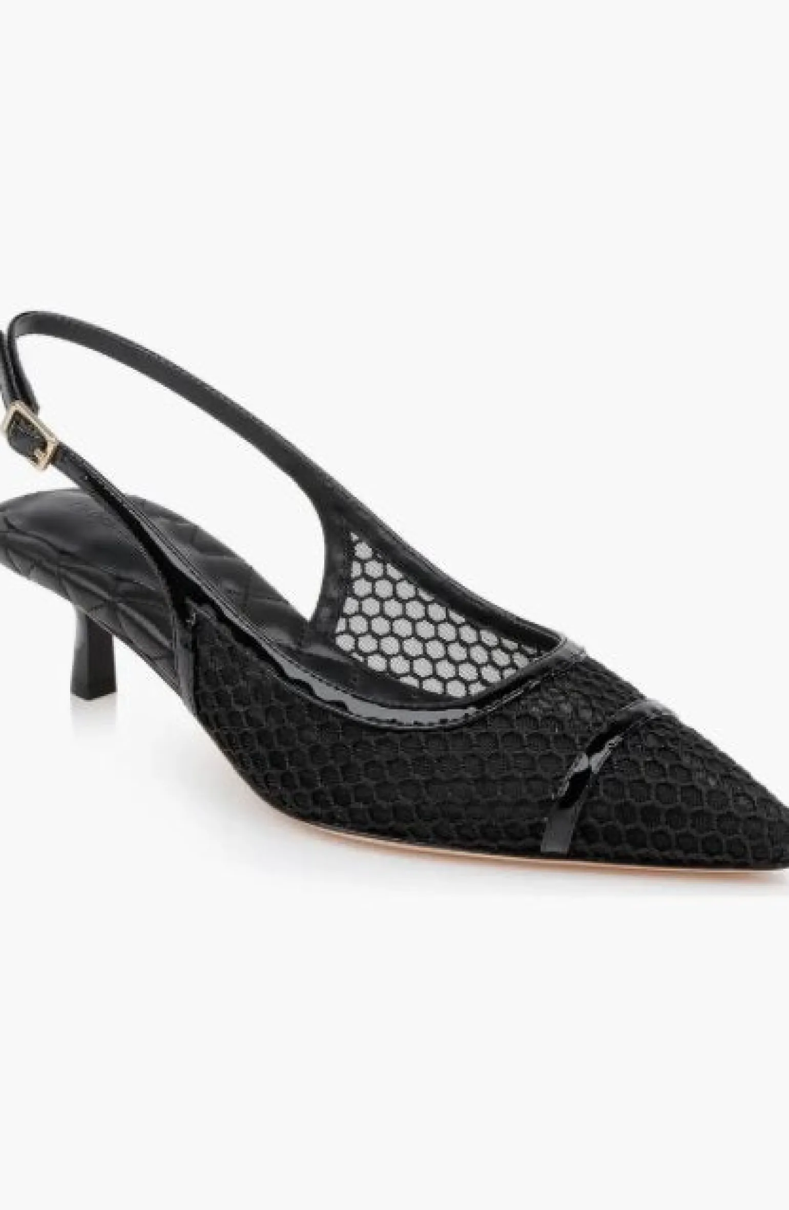 Graland Pointed Toe Slingback Pump Black Mesh