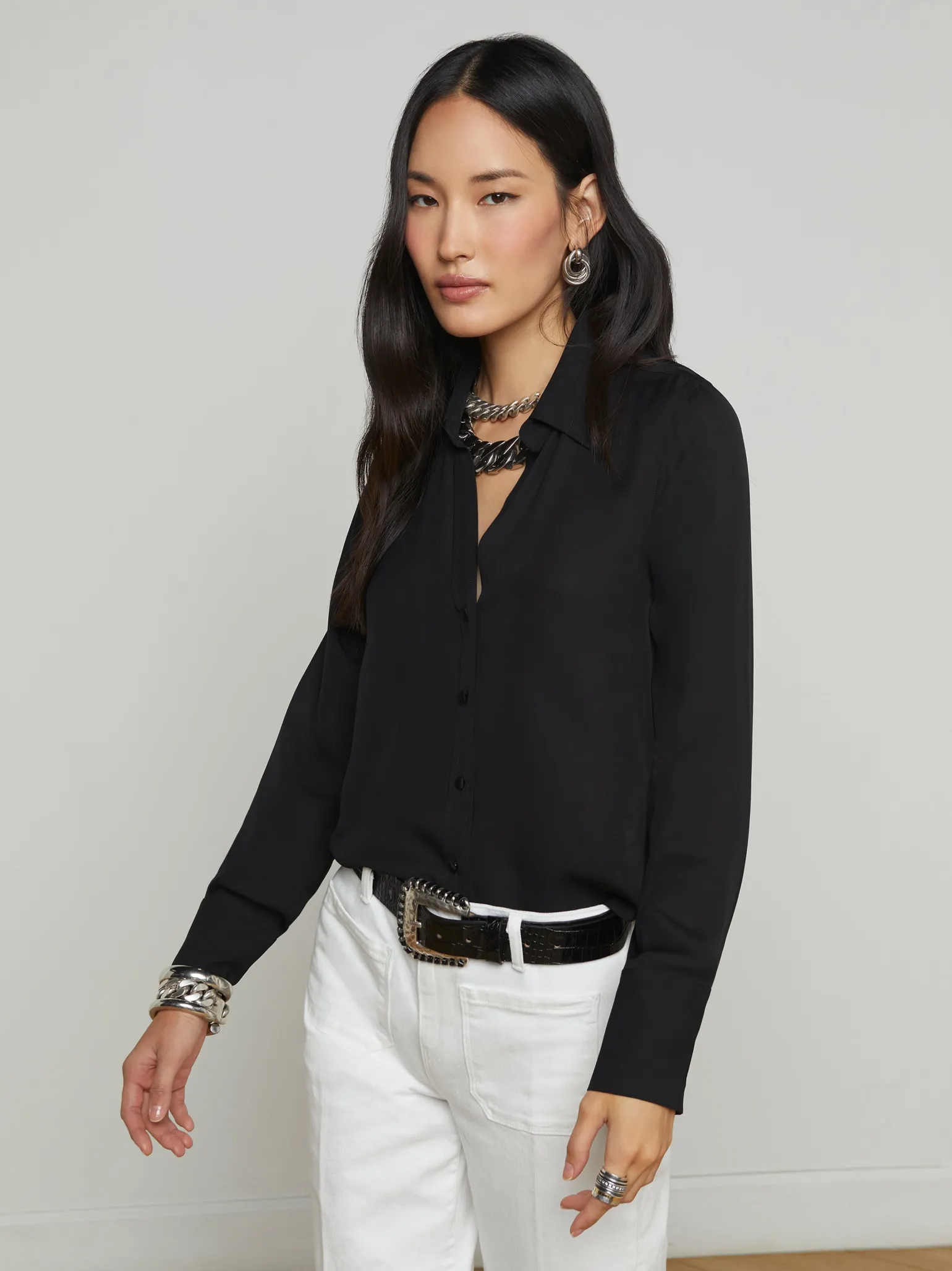 Hailie Silk Dragon Blouse Black