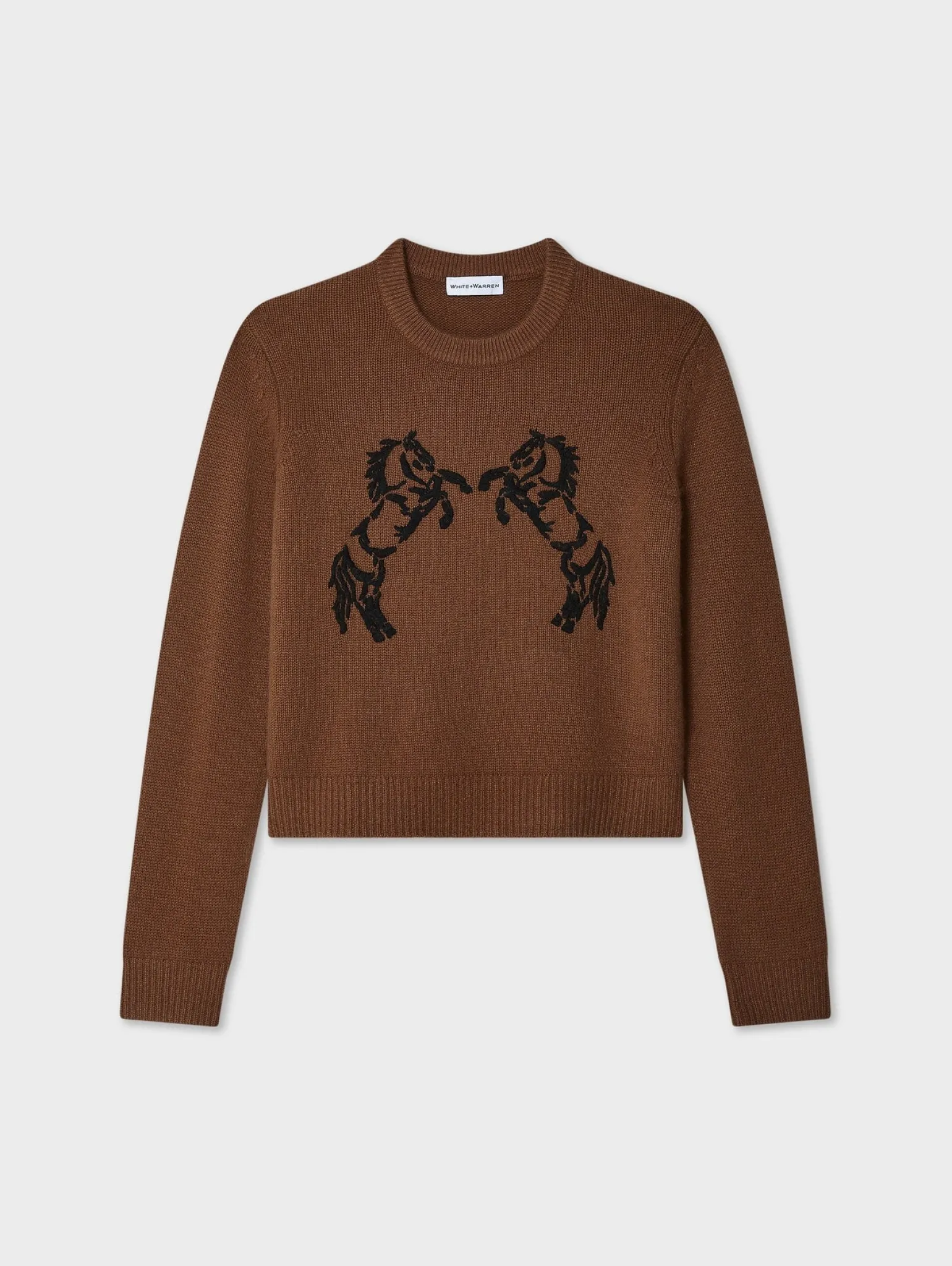 Horse Embroidered Crew Umber