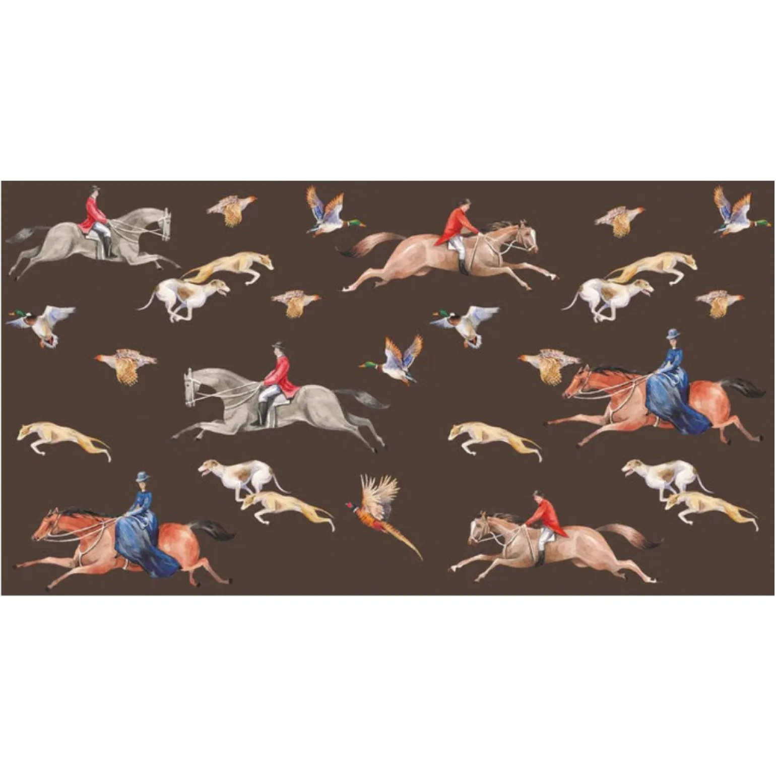 Horse Ride Cashmere Scarf Brown