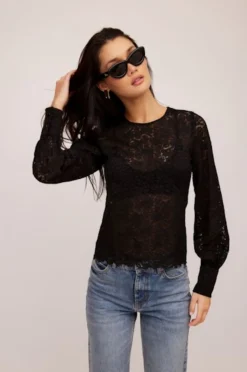 Ina Stretch Lace Top Black