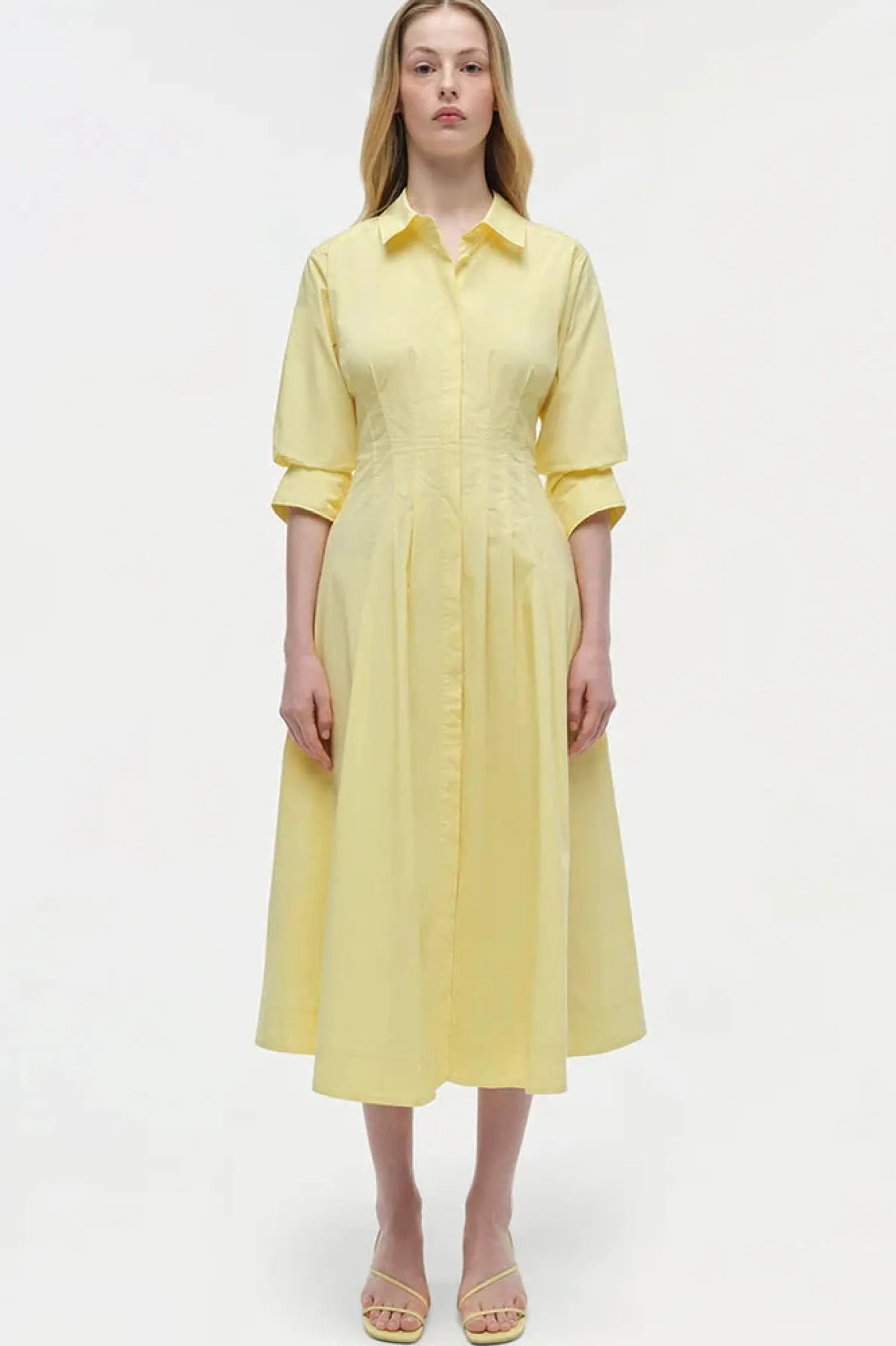 Jazz Pintuck Midi Dress Buttercream