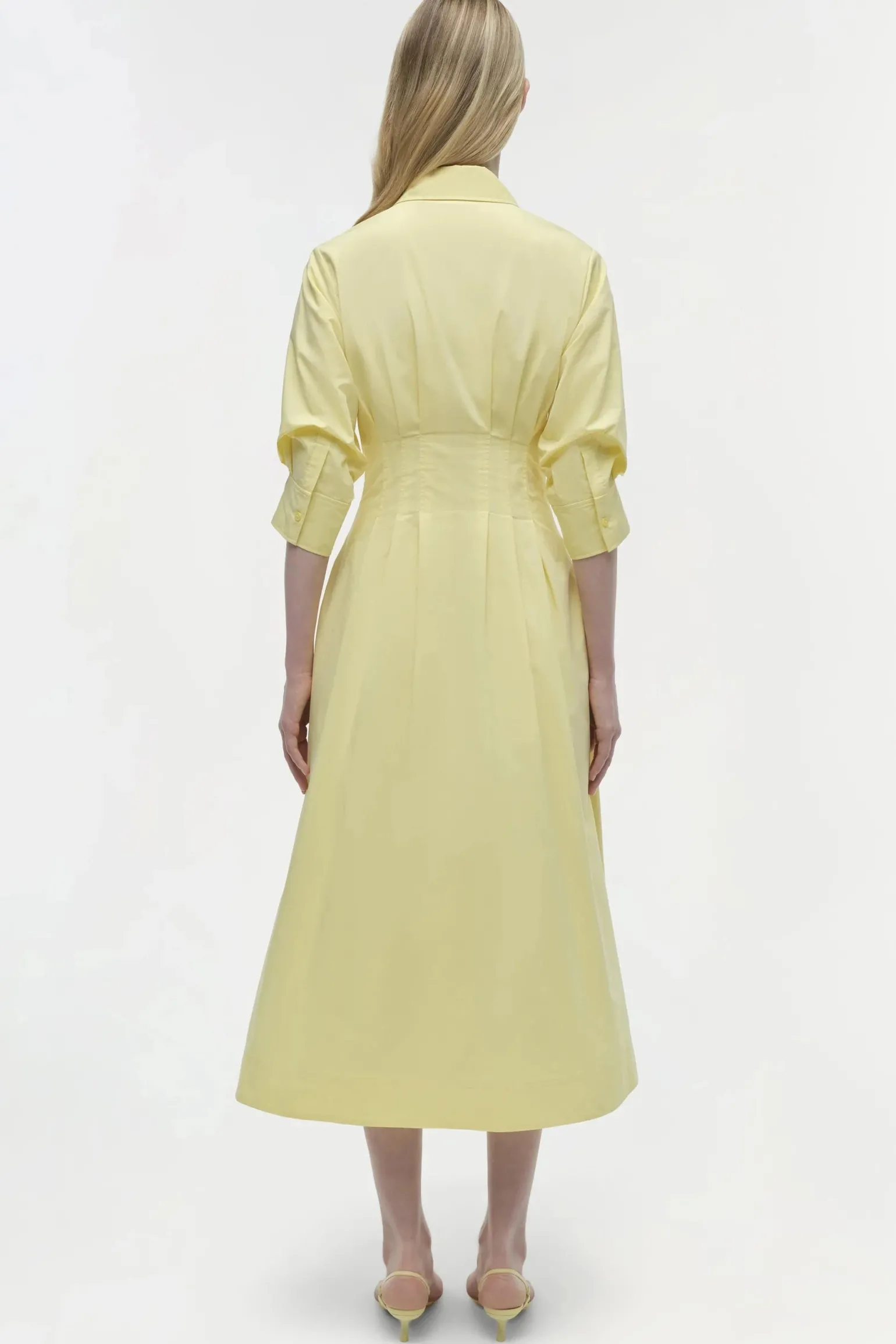 Jazz Pintuck Midi Dress Buttercream
