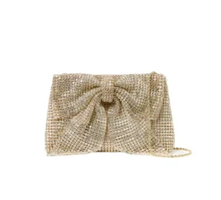 Jolene Diamante Bow Clutch Gold