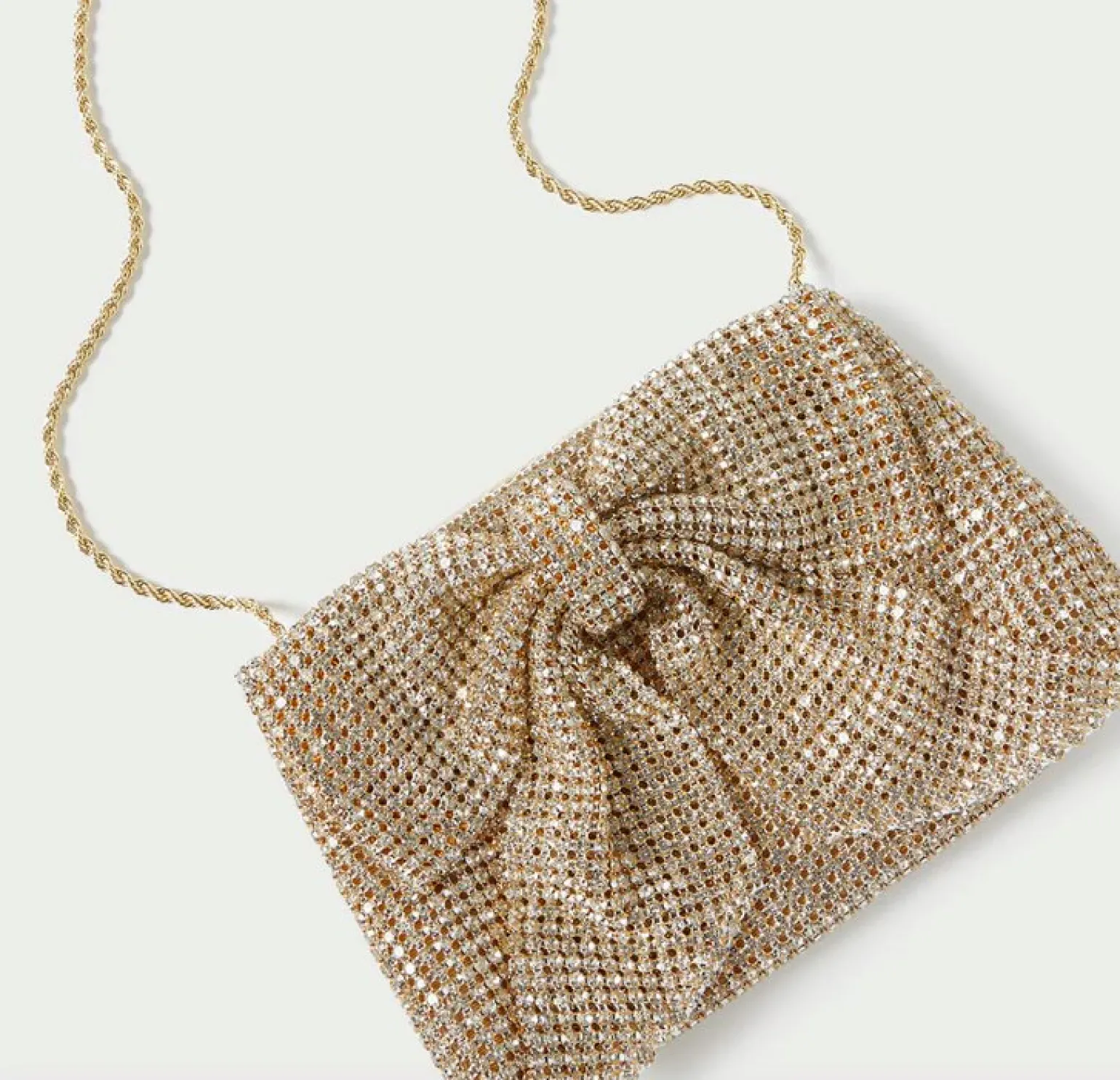 Jolene Diamante Bow Clutch Gold