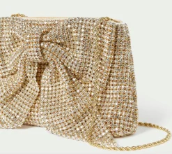 Jolene Diamante Bow Clutch Gold
