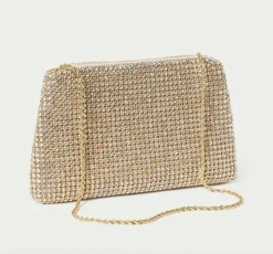 Jolene Diamante Bow Clutch Gold