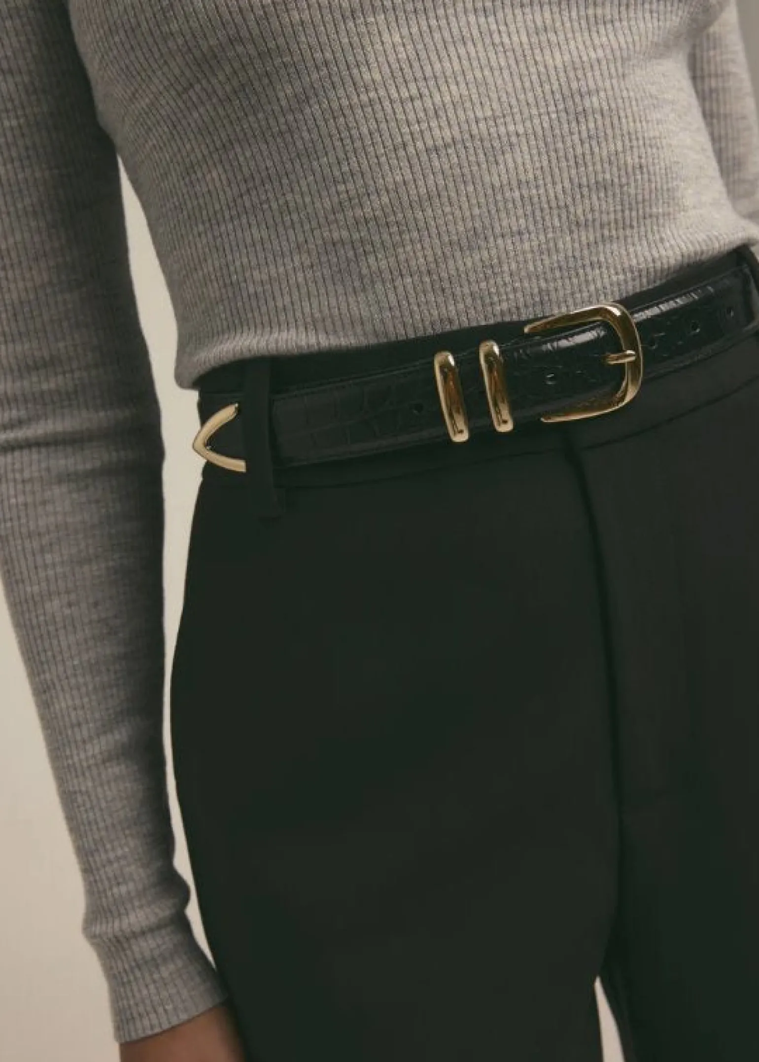Jordan Croc Embossed Belt Black/Gold