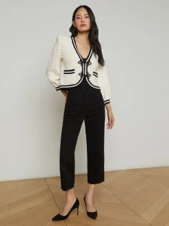 Kaito Cropped Cardigan Ivory/Black