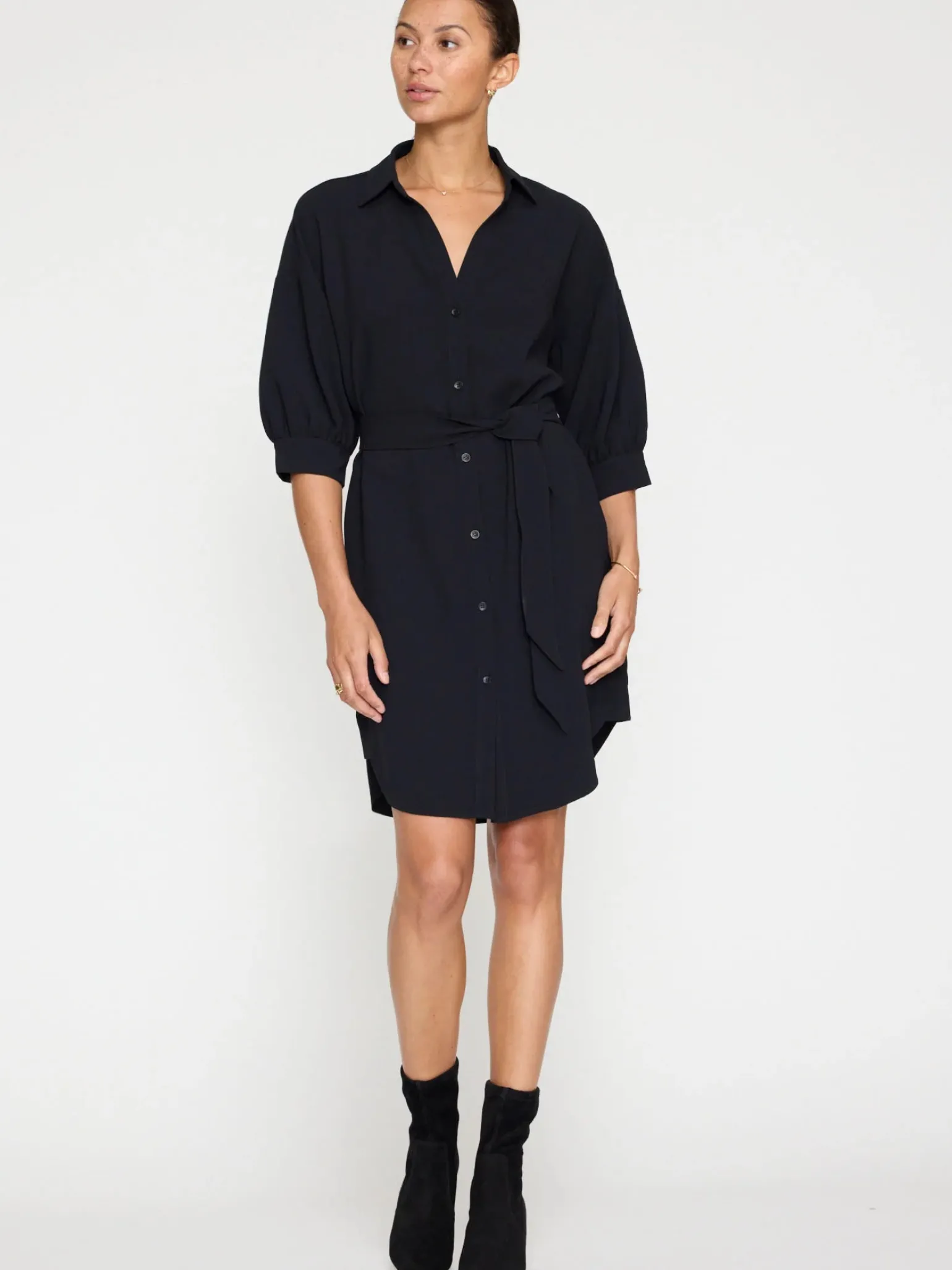 Kate Crepe Belted Dress Black Onyx