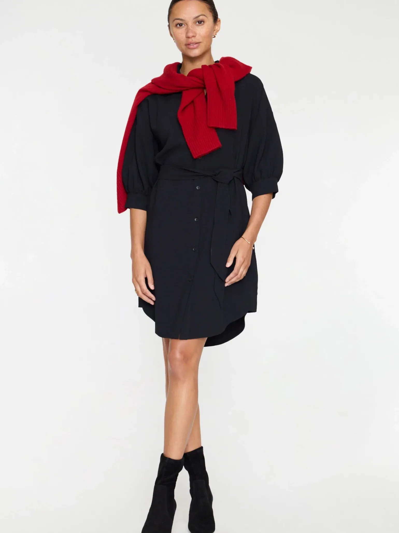 Kate Crepe Belted Dress Black Onyx