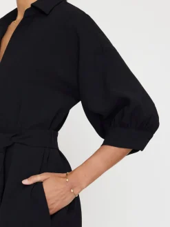 Kate Crepe Belted Dress Black Onyx