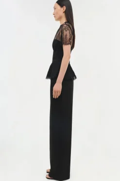 Kehlani Lace Short Sleeve Bustier Top Black