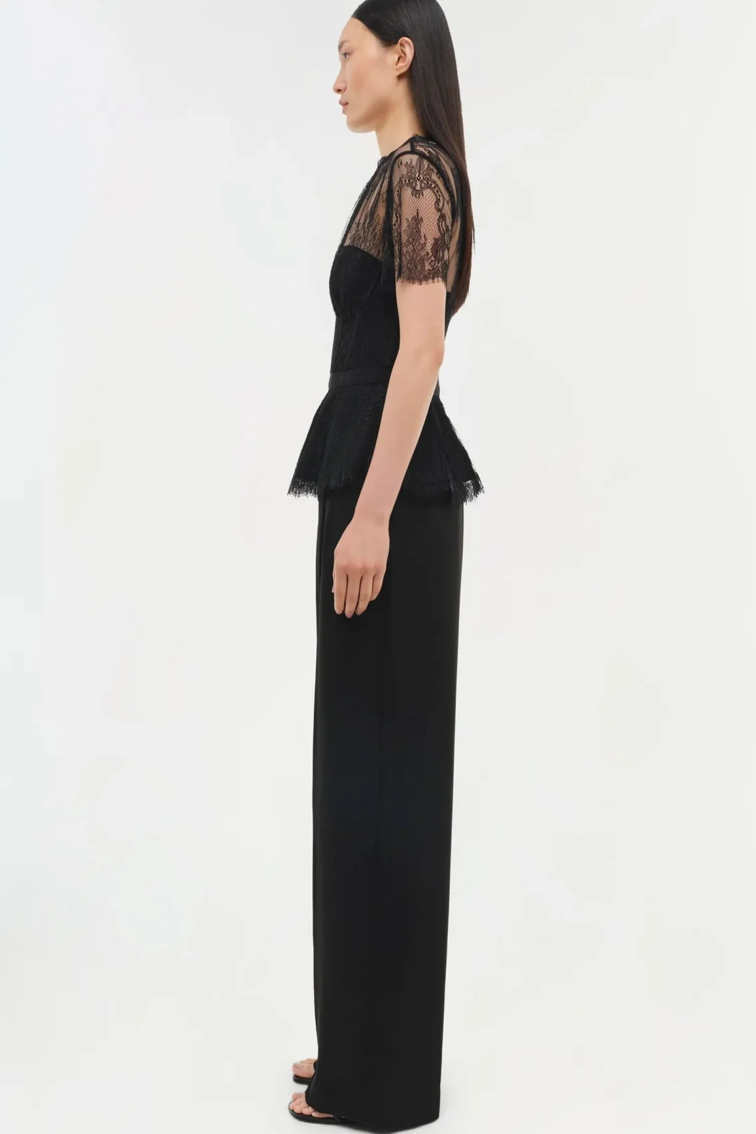 Kehlani Lace Short Sleeve Bustier Top Black