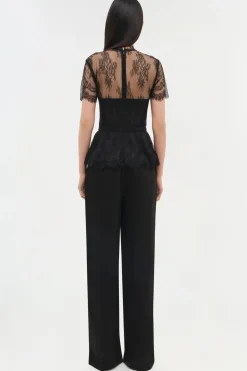 Kehlani Lace Short Sleeve Bustier Top Black