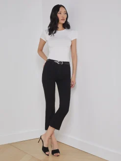 Kendra High Rise Crop Flare Black