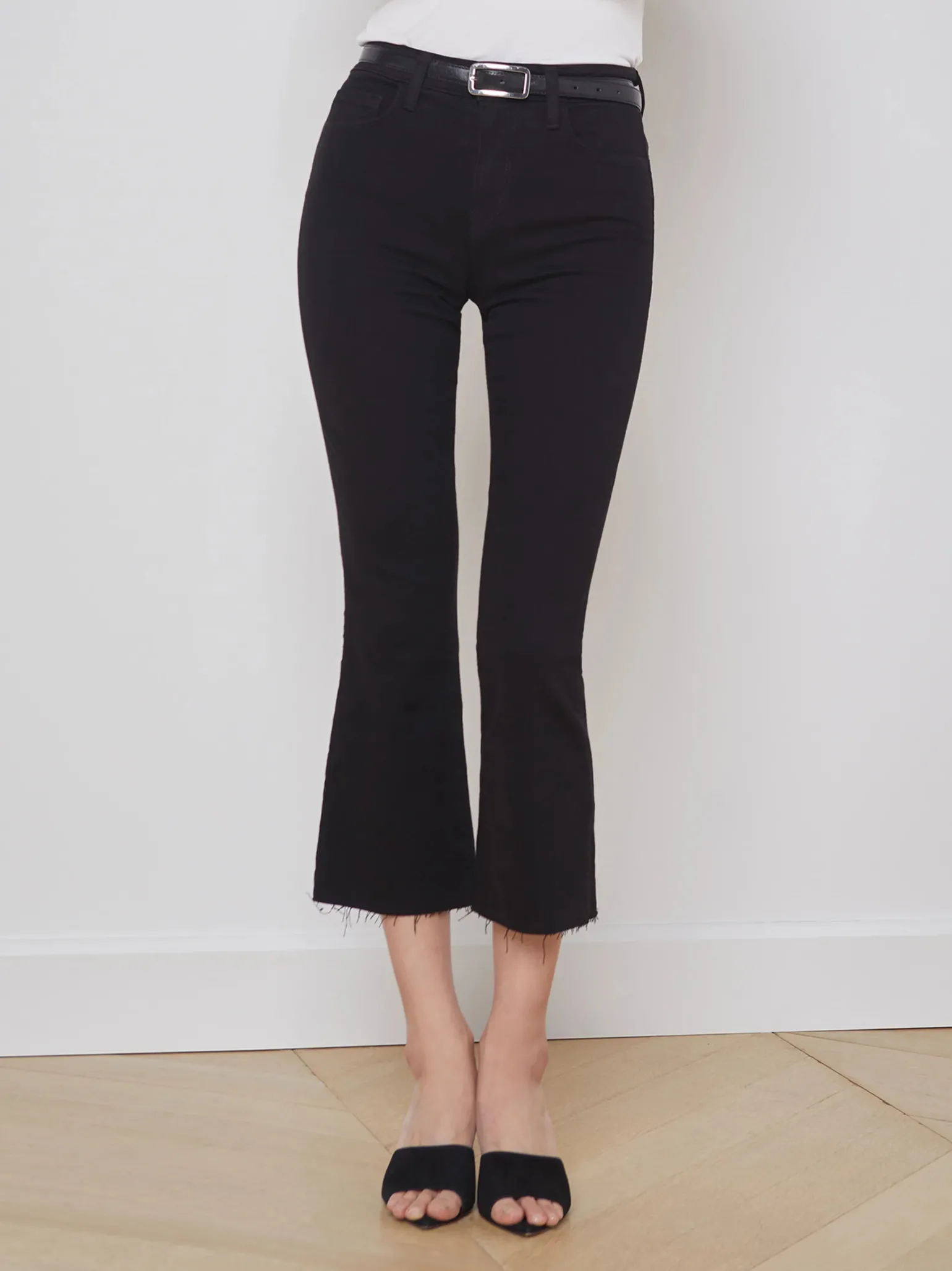 Kendra High Rise Crop Flare Black