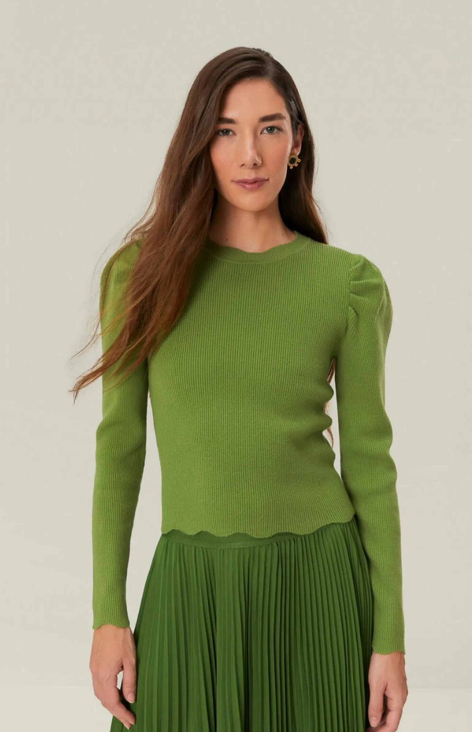 Knit Blouse Green