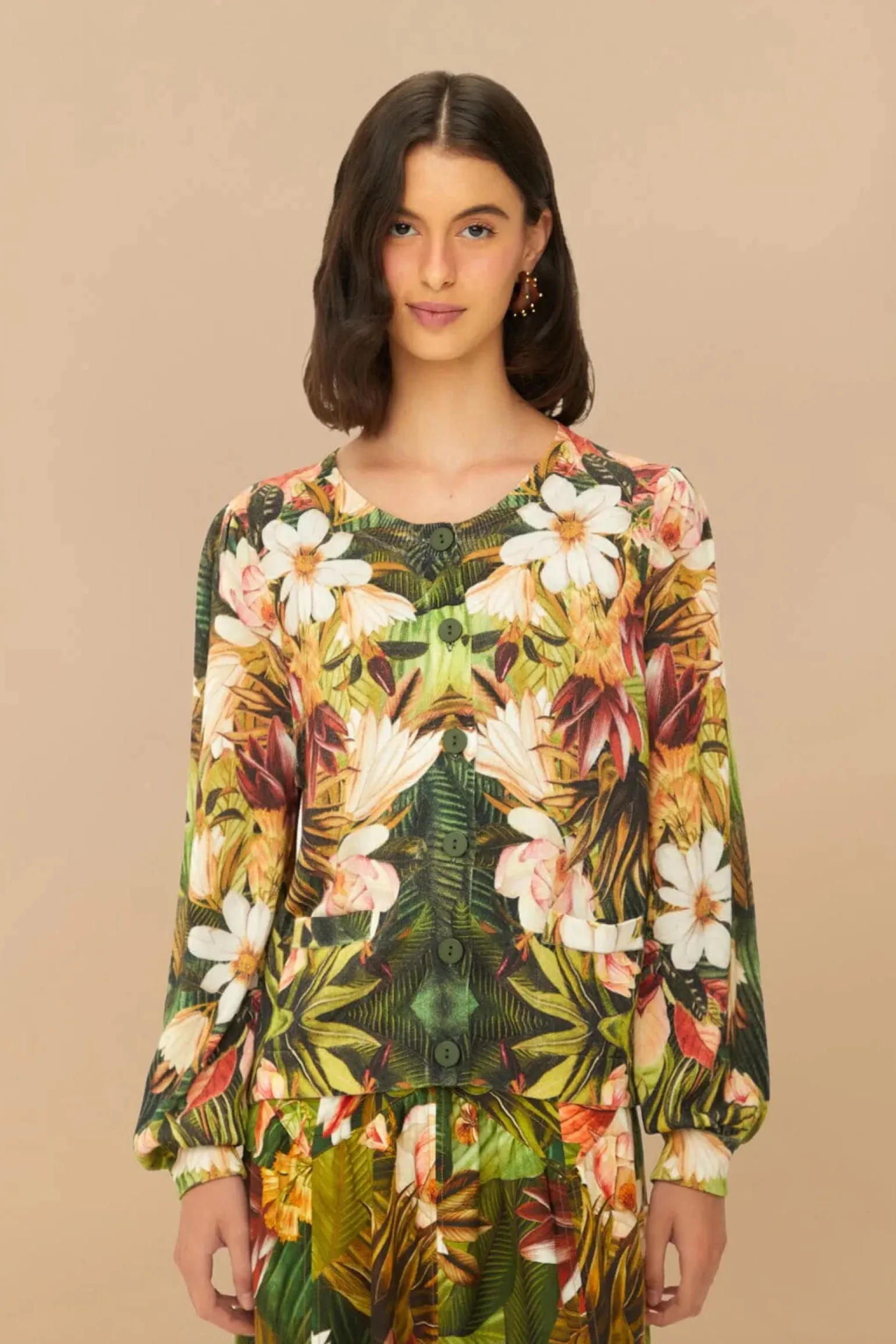 Knit Cardigan Botanical Forest