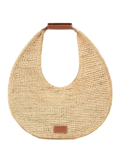 Large Raffia Moon Bag Natural/Tan