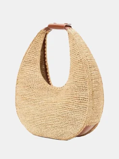 Large Raffia Moon Bag Natural/Tan