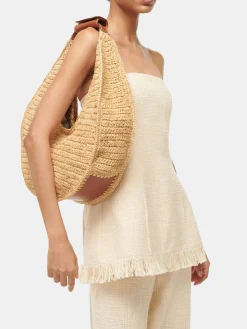 Large Raffia Moon Bag Natural/Tan