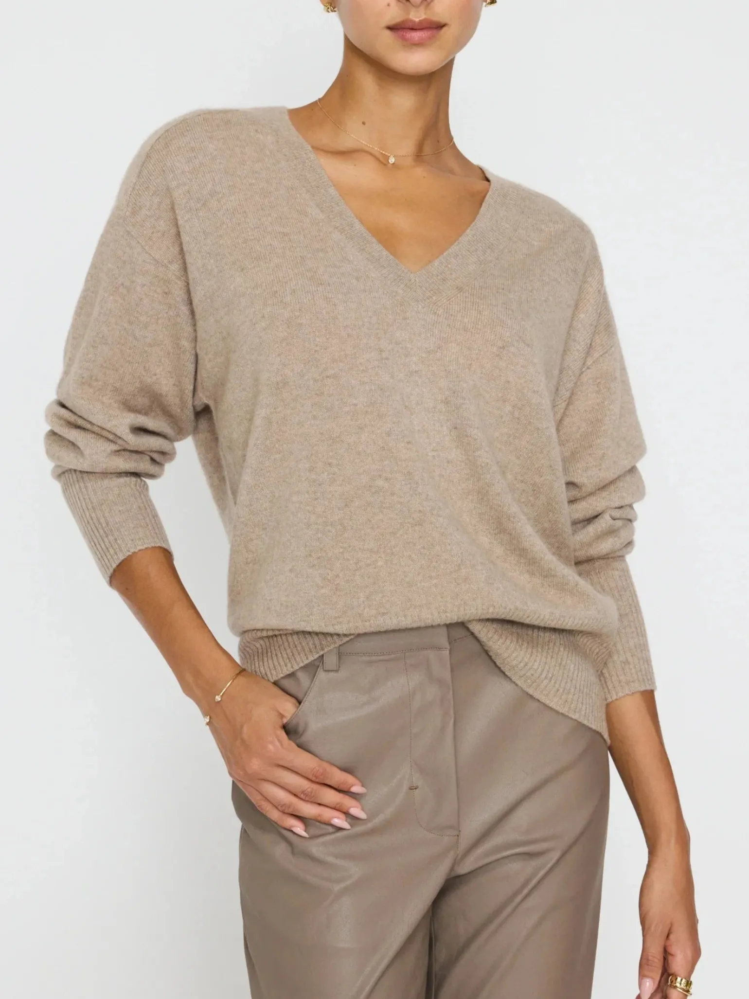 Leia Vee Sweater Earthen Melange