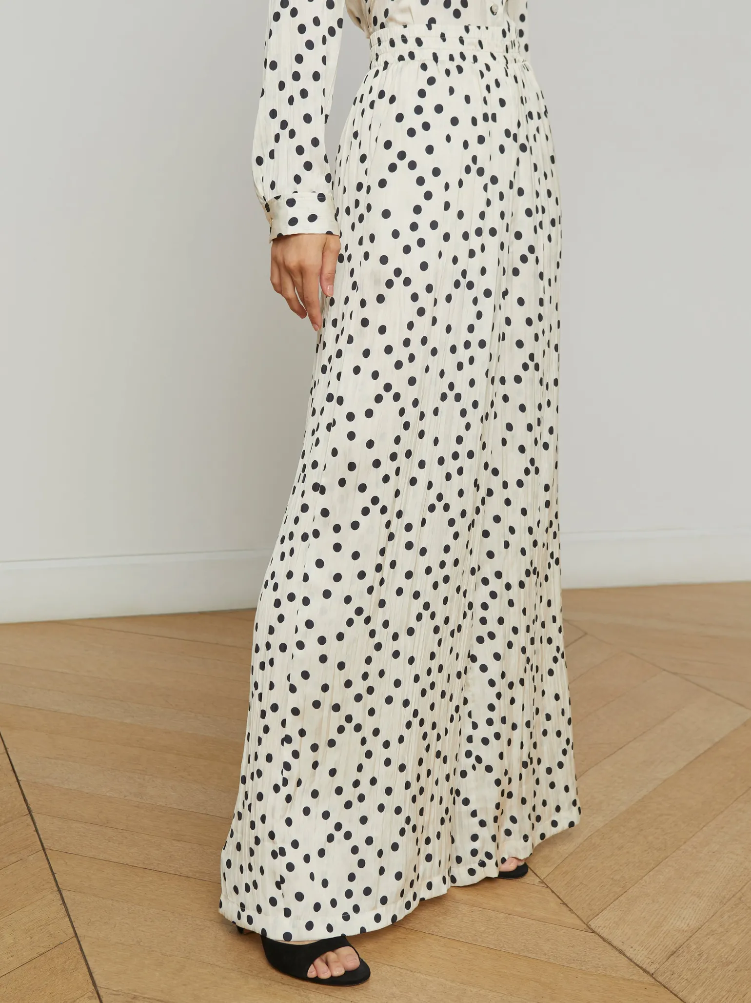 Lillian Wide Leg Pant Ecru/Black Polka Dot