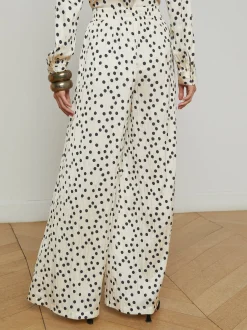 Lillian Wide Leg Pant Ecru/Black Polka Dot