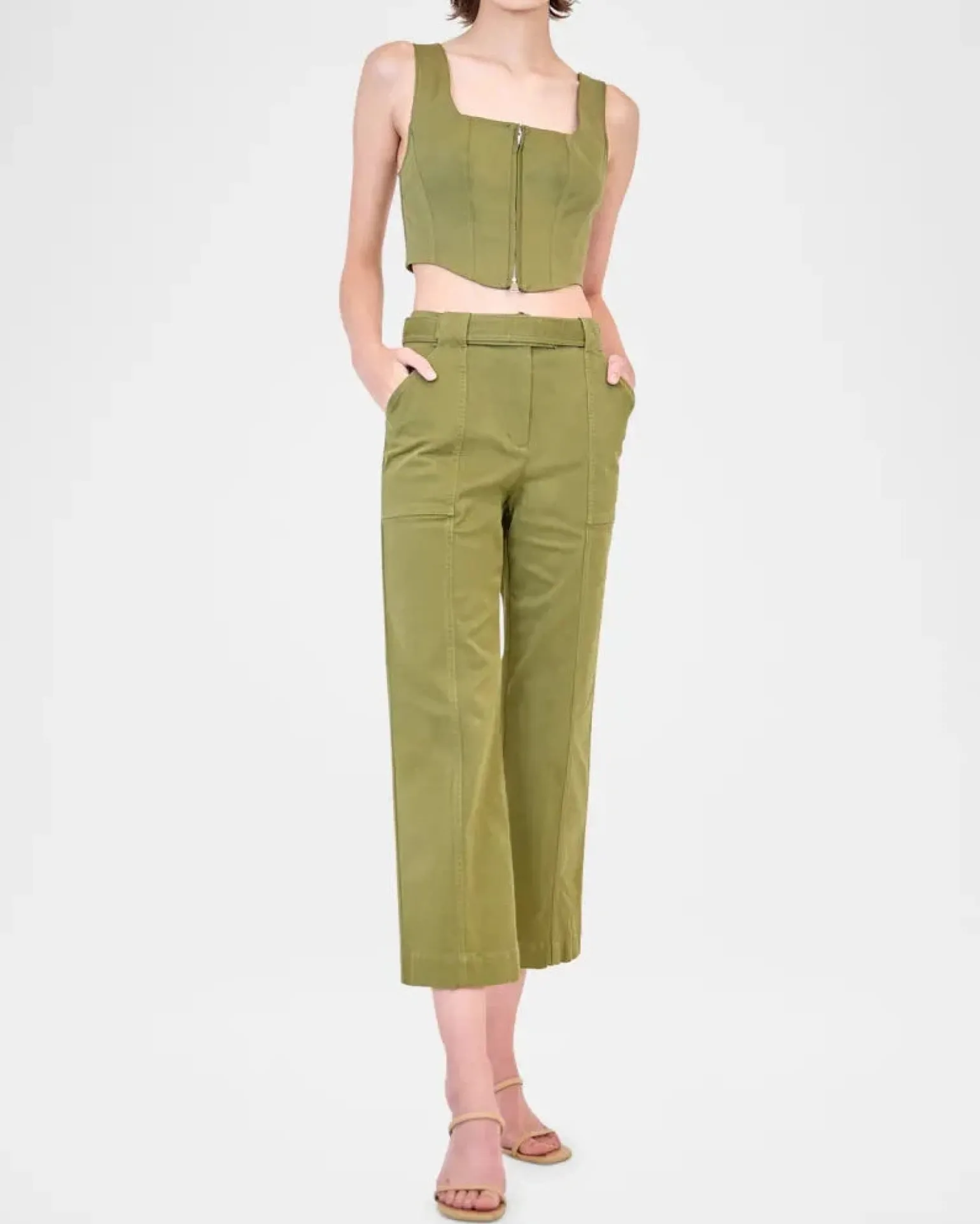 Liza Cropped Pant Army Green