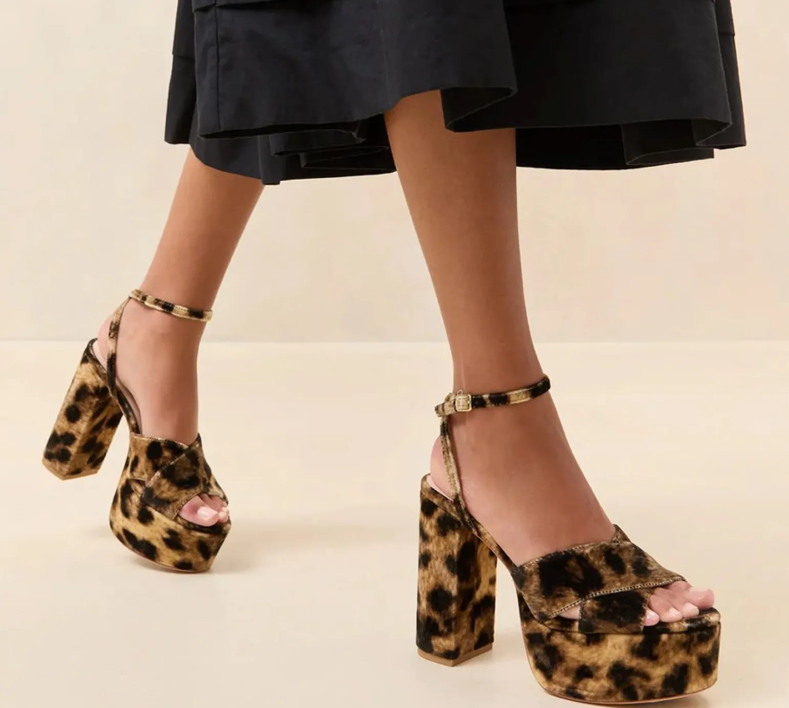 Loretta Leopard Velvet Platform Sandal