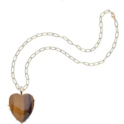 Love Carry Your Heart Pendant Tiger's Eye 18