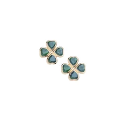 Lucky Clover Heart Earrings Green